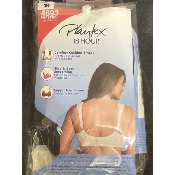 Playtex‎ 18 Hour 44D Black 4 Way Support Ultimate Shoulder Comfort MPN 4693 NWT - Picture 6 of 8